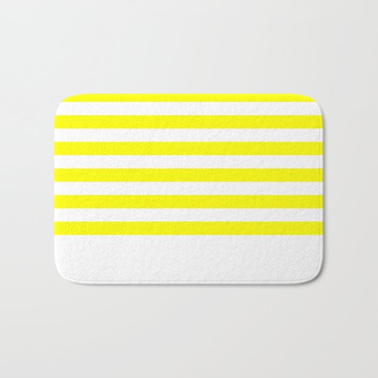 Horizontal Stripes (Yellow/White) Bath Mat