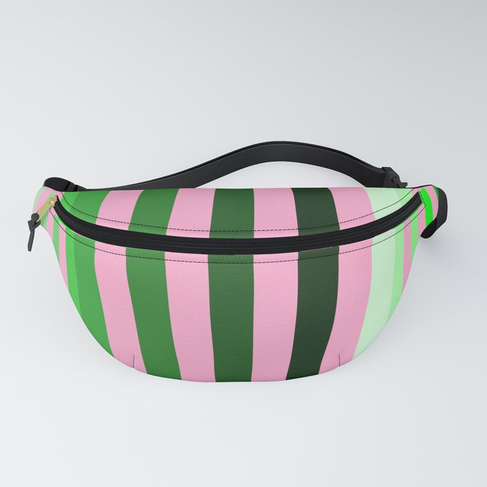 pink and green stripes modern art Fanny Pack by Modern home design