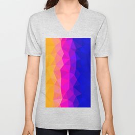 Orange, Magenta and Blue Sunset Morning Abstract Geometric Pattern  V Neck T Shirt
