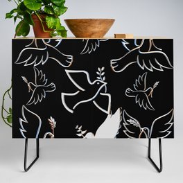 Symbol Of Peace Doves With Olive Branch  Credenza