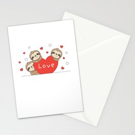 Sloth Valentine's Day Heart Love Cute Sloths Stationery Card