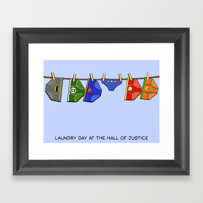 Laundry Day at the Hall of Justice Framed Art Print