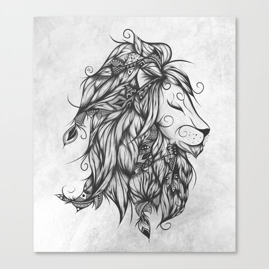 Poetic Lion B&W Canvas Print