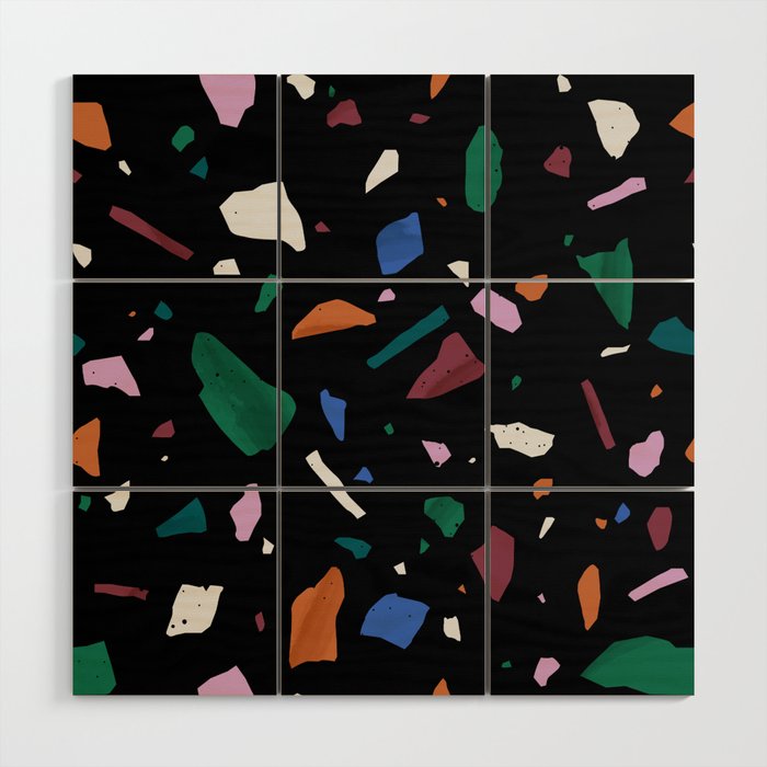 Colorful terrazzo seamless pattern Wood Wall Art