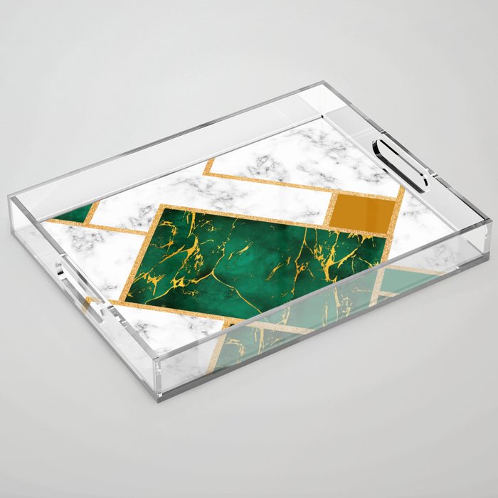 Green and White Marbel Seamless pattern Acrylic Tray