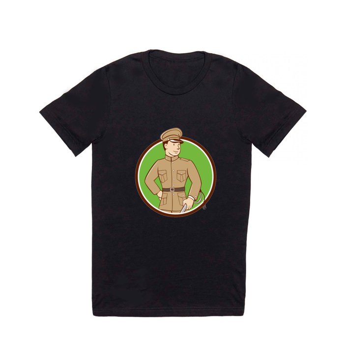 World War One British Officer Circle Cartoon T Shirt by patrimonio