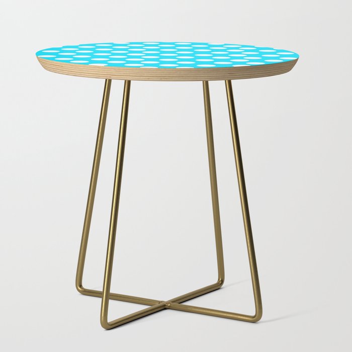 Titik Putih  Latar  Biru Side Table by rezaart Society6