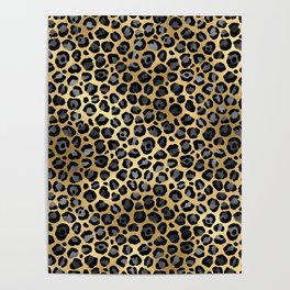 Gold Leopard Print Pattern 01 Poster
