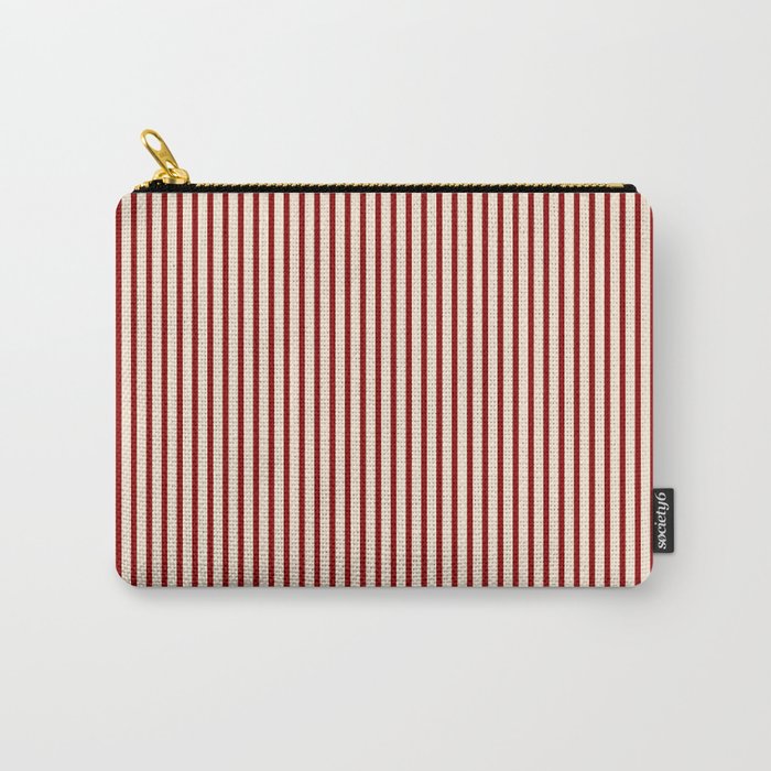 Beige and Dark Red Colored Pattern of Stripes Carry-All Pouch