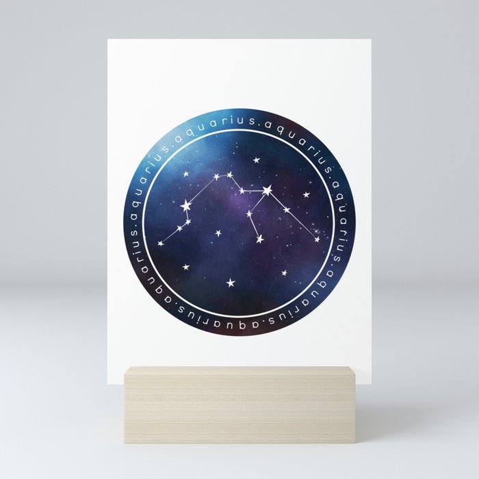 Aquarius Zodiac | Nebula Circle Mini Art Print