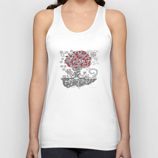 Zentangle Tree of Love - Illustration of Hearts and Love Unisex Tank Top