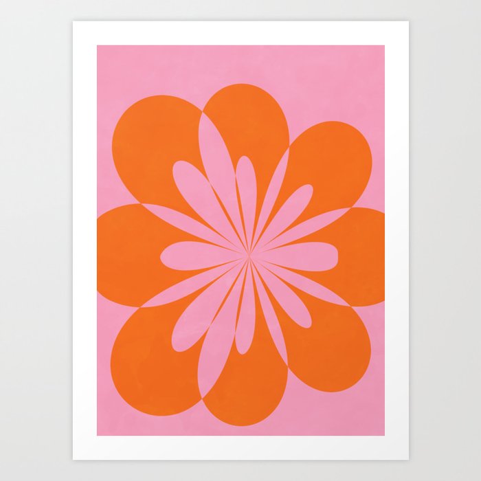 Bloom Flower- Orange Pink Art Print