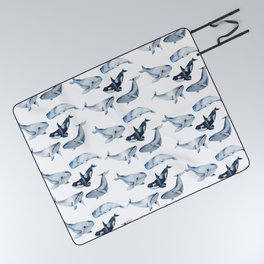 Watercolor Whales Picnic Blanket