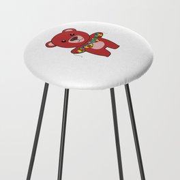 Autism Awareness Month Puzzle Heart Red Bear Counter Stool