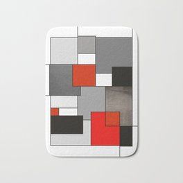 Red Gray Black Modern Geometric Graphic Design  Badematte