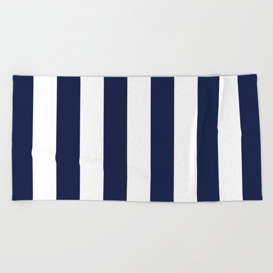 Indigo Navy Blue Stripes Vertical Beach Towel