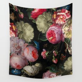 Vintage & Shabby Chic - Midnight Dutch Botanical Flower Garden Wall Tapestry