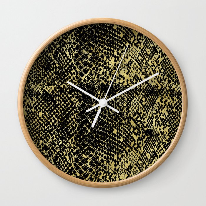 Snake Bright Gold Wall Clock