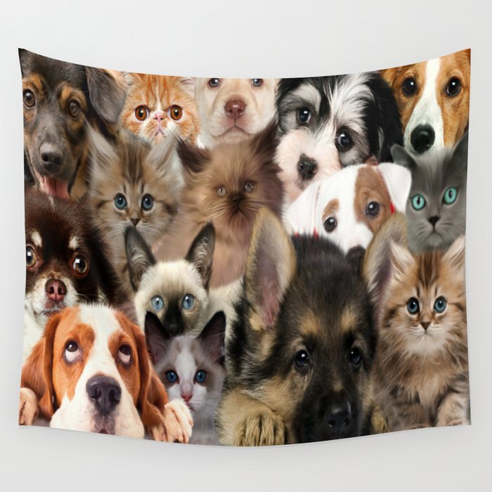 Dogs and Cats Wall Tapestry