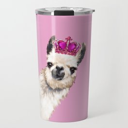 Llama Queen in Pink Travel Mug