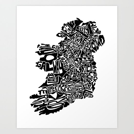 Typographic Ireland Art Print