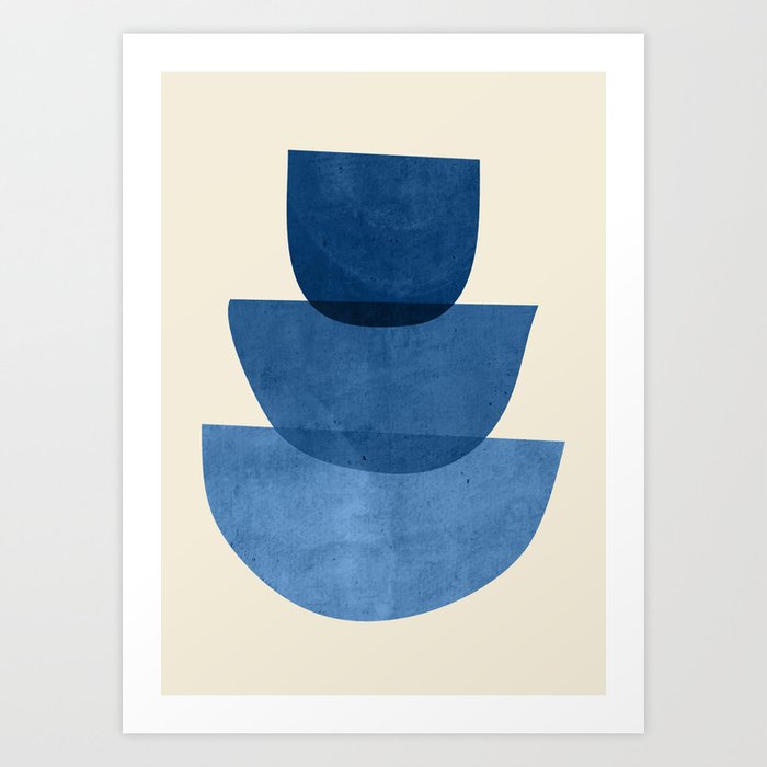 Abstract Shapes 37-Blue Art Print
