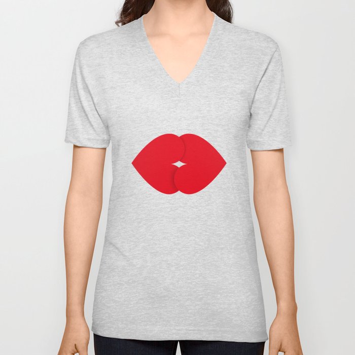 Hearts Kiss V Neck T Shirt