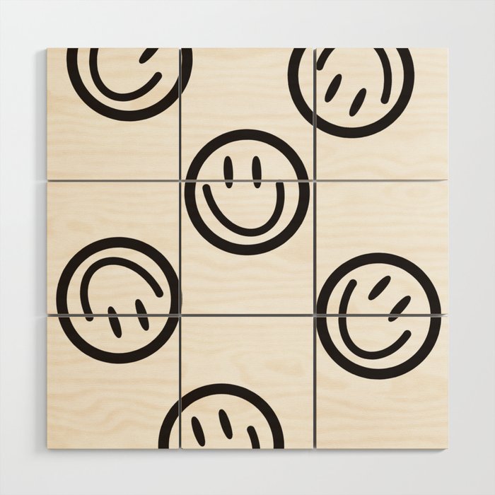 Smileys, Black And White Wood Wall Art