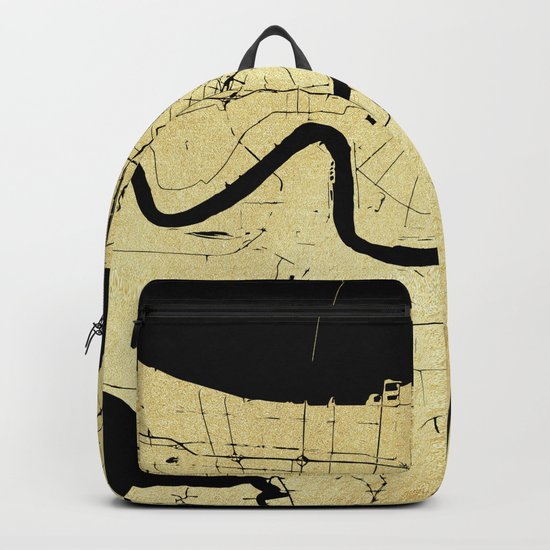New Orleans Black and Gold Map Backpack