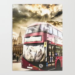 London bus and the houses of parliament  Poster