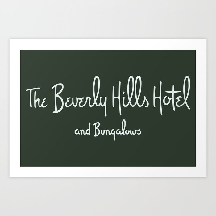 Beverly Hills Hotel Bungalows Green 424 Art Print
