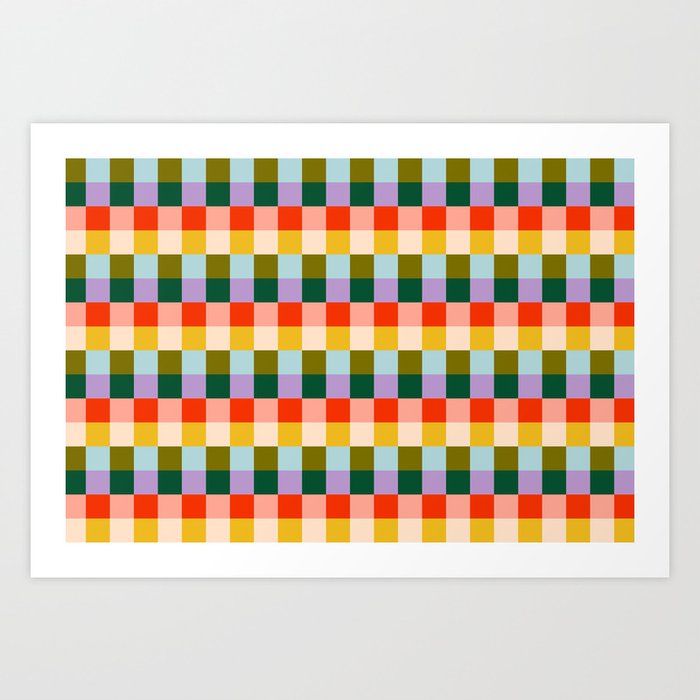 Checkered Rainbow Retro Vibe  Art Print