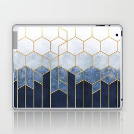 Indigo Blue + Golden Hexagons Abstract Design Laptop & iPad Skin