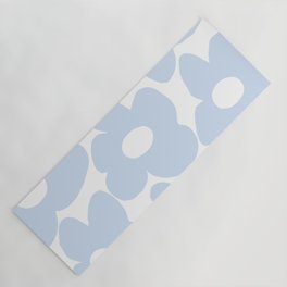 Large Baby Blue Retro Flowers White Background #decor #society6 #buyart Yoga Mat