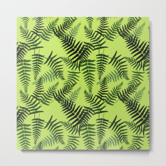 Fern Leaf Pattern on Light Green Background Metal Print