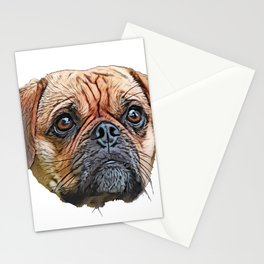 Puggle Beagle Pug designer breeders aim healthy companion Stationery Card