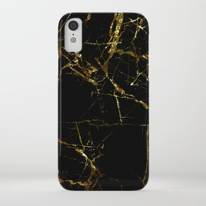 golden marble - black and gold marble pattern, textured design iphone case