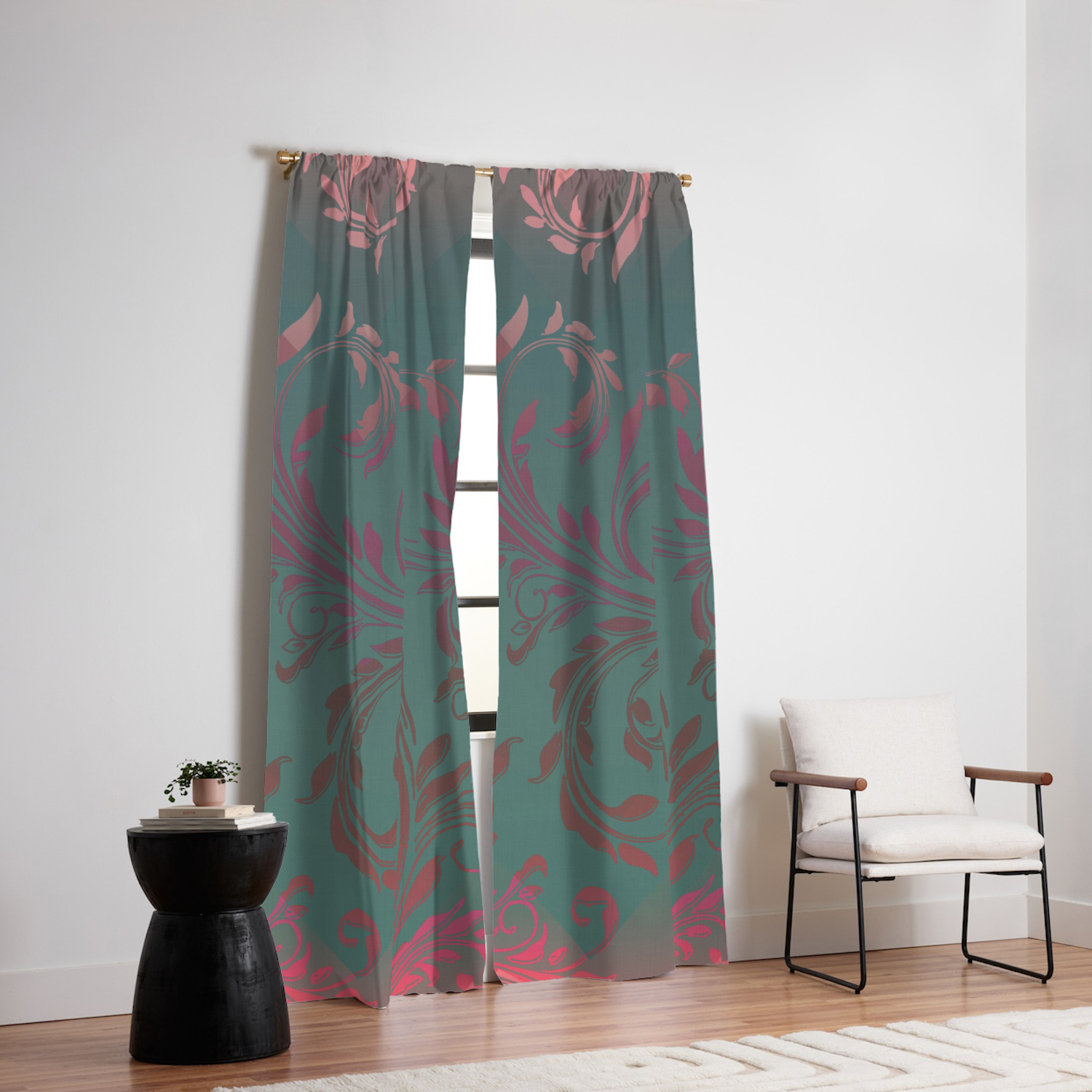 Ombre Damask Teal And Pink Blackout Curtain By Glimmersmith Society6