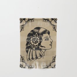 Traditional Lady Tattoo - BW Wall Hanging