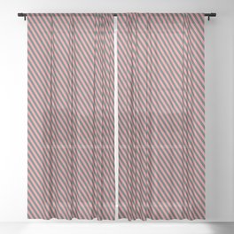 [ Thumbnail: Light Coral and Dark Slate Gray Colored Lines Pattern Sheer Curtain ]