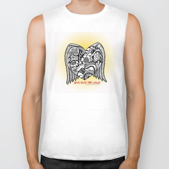 Love Gives You Wings A Zentangle Illustration for Lovers Biker Tank