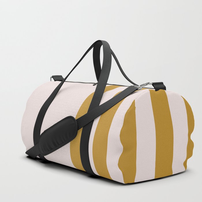Pastel Pale Pink and Gold Stripes Split in Vertical Halves Duffle Bag