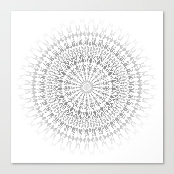 Light Gray White Modern Mandala Canvas Print