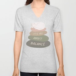 Balance with Cat V Neck T Shirt