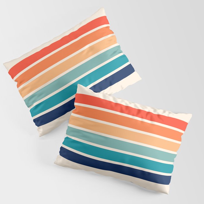Tadama - Colorful Classic 70's Vintage Style Retro Summer Stripes Pillow Sham