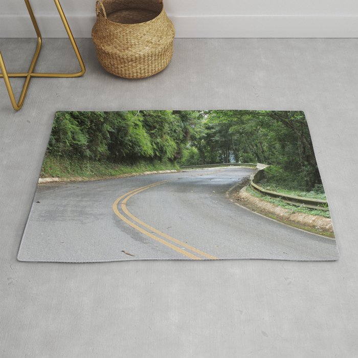 Brazil Photography - Curving Road Going Through The Rain Forest Rug