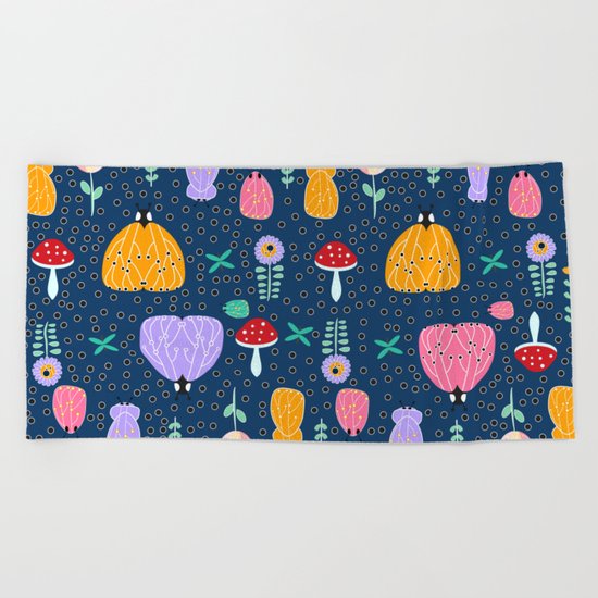 Insects at night Beach Towel