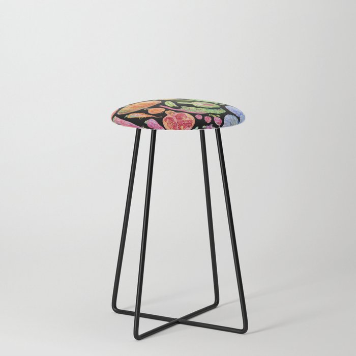 Rainbow of Fruits and Vegetables Dark Counter Stool