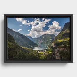 Geiranger Fjord Norway Mountains Framed Canvas