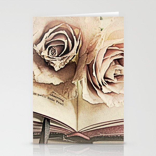 Roses on Book Library Art A113 Stationery Cards